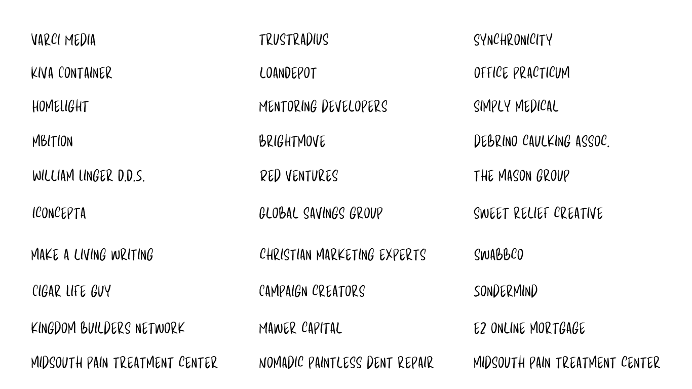 Brands I've Worked With