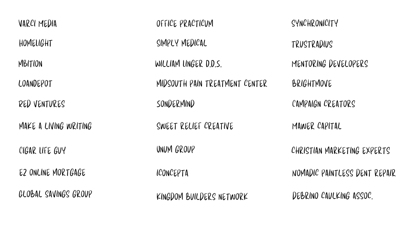 Brands I've Worked With